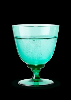 Clearance Flow Glas på fod 35 cl emerald green | Køb her Vinglas|Nytår