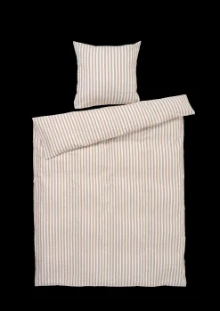 New Bæk&Bølge Lines Sengetøj 150x210cm sand/hvid - Køb her Sengetæj