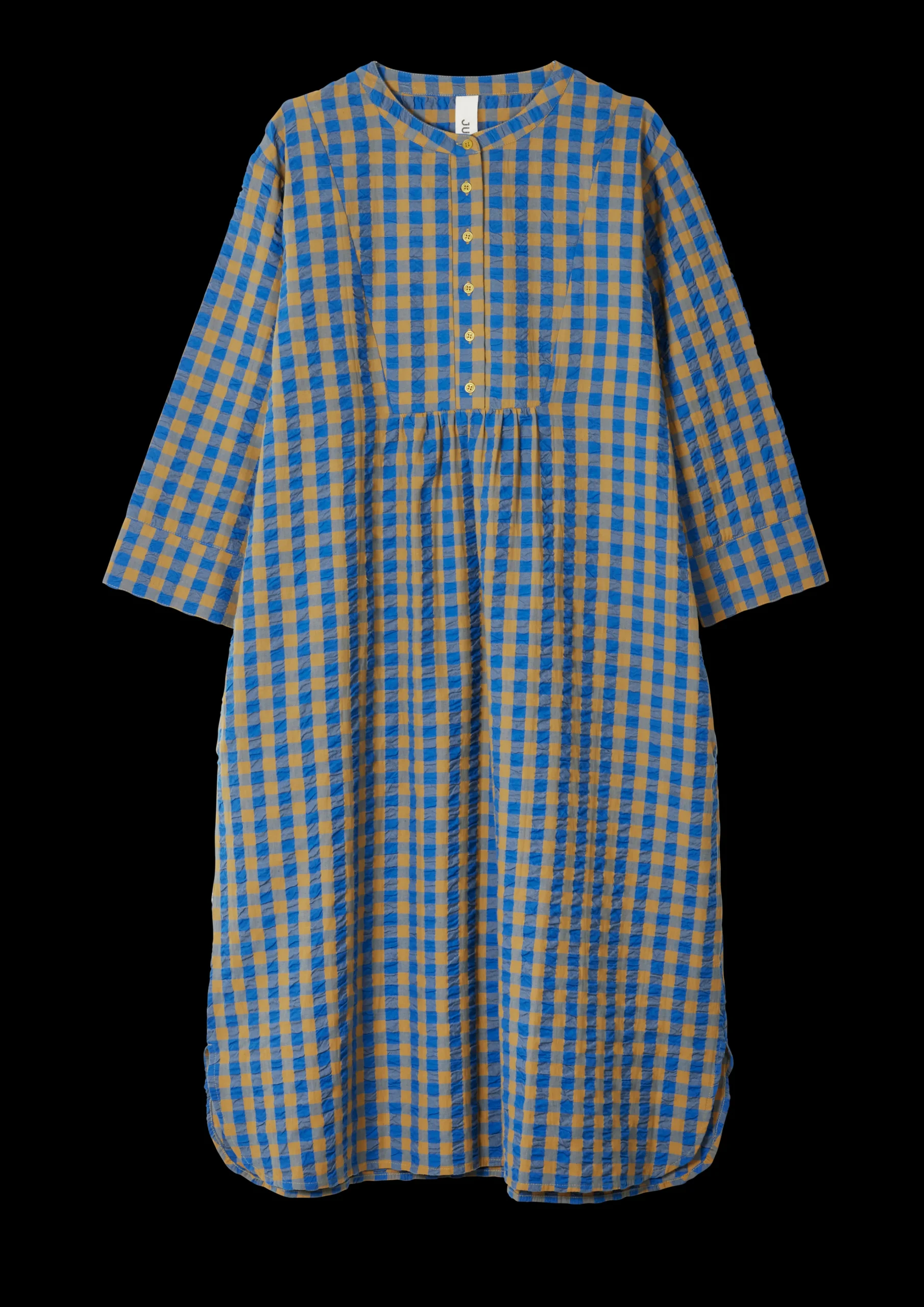 Sale Bæk&Bølge Sonja dress S/M blå/okker | Køb her Kjoler|Nattøj