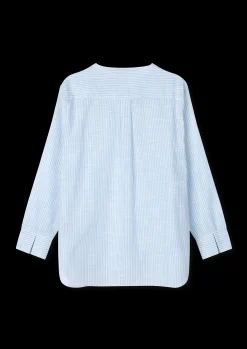 Outlet Monochrome Lines Ida shirt XS lys blå/hvid | Køb her Nattøj|Toppe