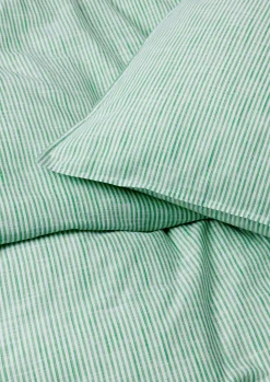 Outlet Monochrome Lines Sengetøj 200x220cm grøn/hvid | Køb her Sengetæj