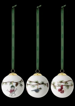Outlet Hammershøi Christmas Kugle hvid m. deko 3 stk Julepynt|Julepynt