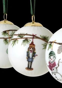 Outlet Hammershøi Christmas Kugle hvid m. deko 3 stk Julepynt|Julepynt