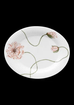 Clearance Hammershøi Poppy Ovalt bordfad 22.5x28.5 hvid m. deko Serveringsfade