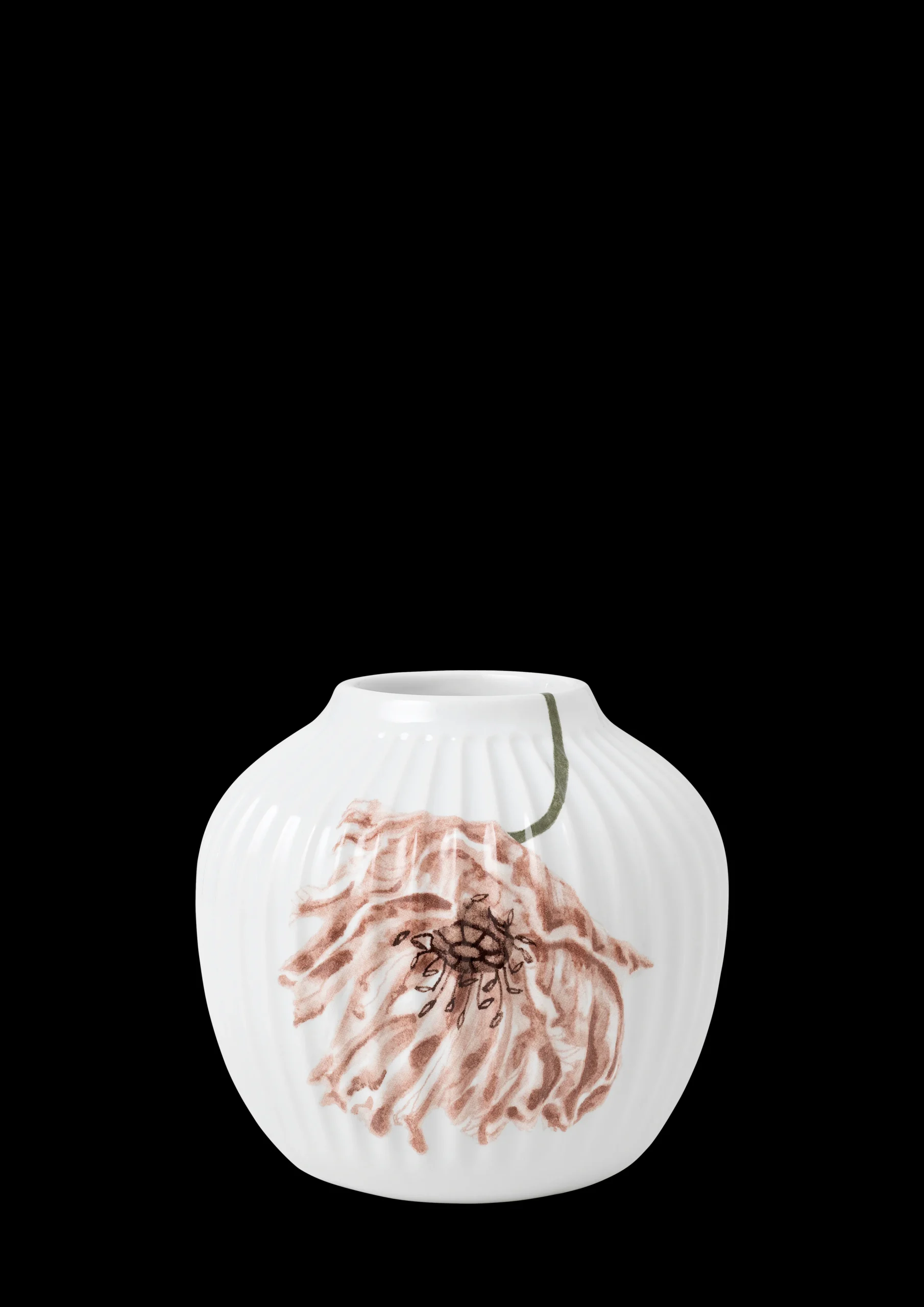 Best Hammershøi Poppy Vase H13 hvid m. deko | Køb her Vaser & Urtepotteskjulere