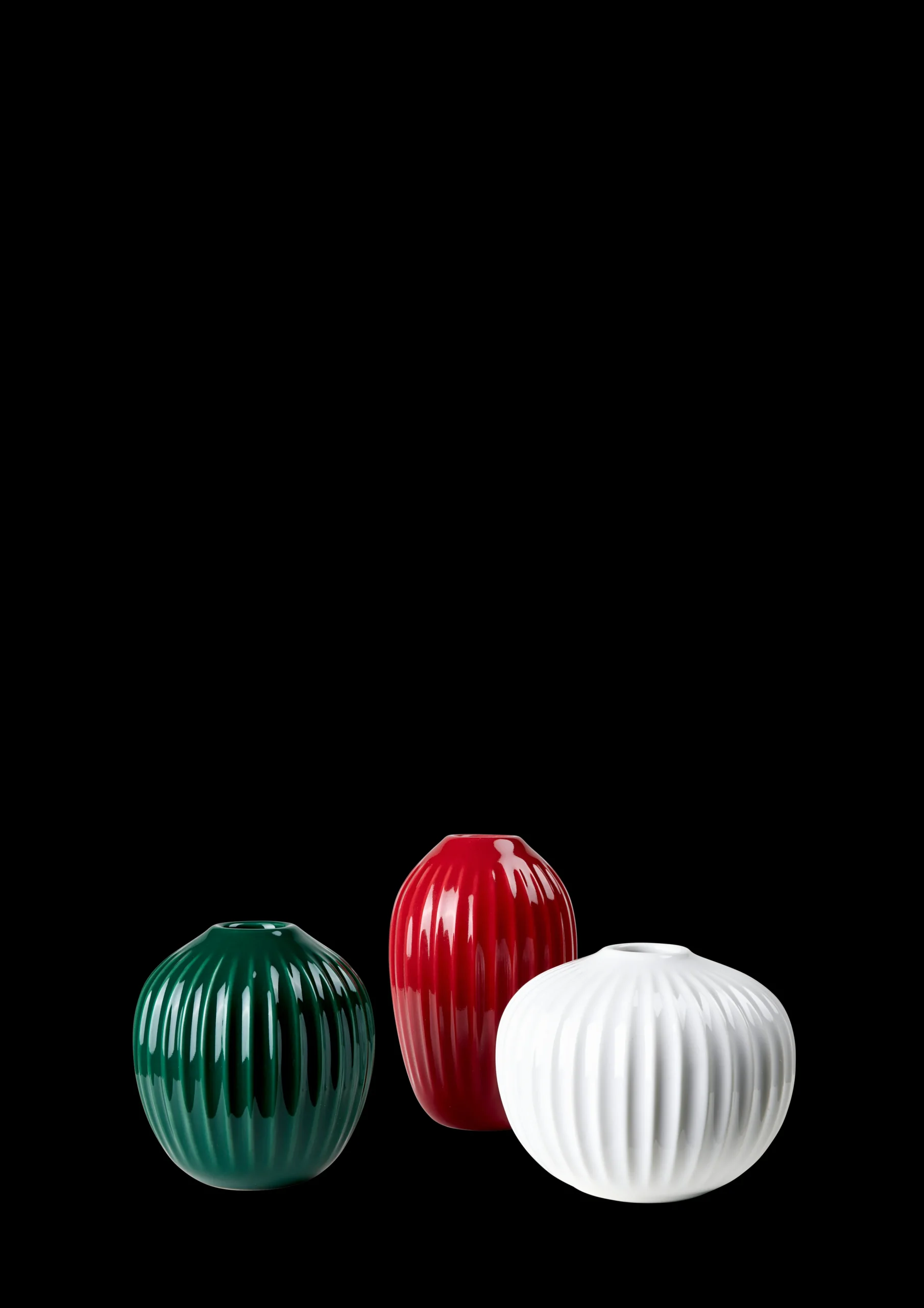 Outlet Hammershøi Vase miniature rød/grøn/hvid 3 stk. Vaser & Urtepotteskjulere