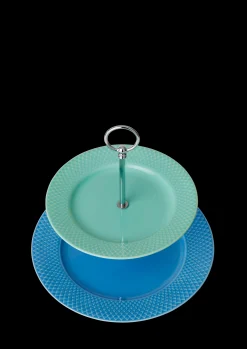 Rhombe Color Etagere Ø27 blå/grøn | Køb her Kagefad & Etagere